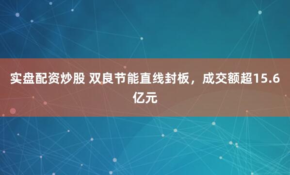 实盘配资炒股 双良节能直线封板，成交额超15.6亿元